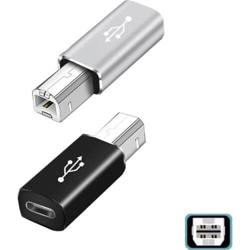 Type-C Female to USB Type B 2.0 Male Adapter Convertor For HP Canon Epson Dell Samsung Type C Printer Scanner Elec Piano/ Organ