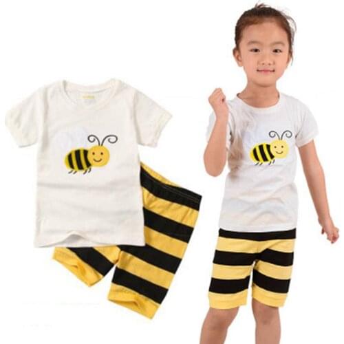 New Childen Pyjamas Girls Night Wear Infantil Pajamas Summer Toddler Boy Sleepwear Pijama Kids Short Sleeve Homewear Clothes
