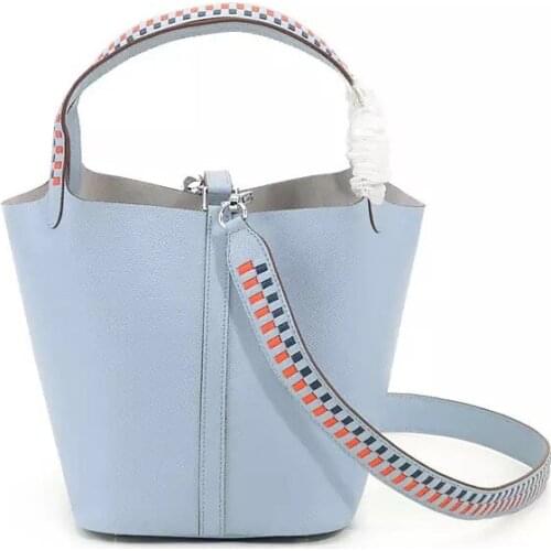 New Braided Shoulder Basket Female Bag Fashion Leather Handbag Temperament Goddess Bucket Bag One Shoulder Slanting Cross Bag