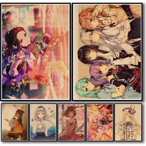 WTQ Retro Poster BanG Dream! Girls Band Party! Canvas Painting Anime Posters Wall Decor Poster Wall Art Picture Home Decor