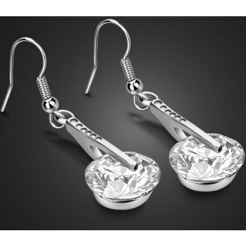 Luxury Fashion long silver earrings Real Pure 925 Sterling Silver Jewelry Cubic Zirconia Stone Earrings Fashion Women Favourites