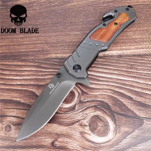 205mm 5CR15MOV stainless steel folding knife, outdoor pocket knife, climbing wood cutting tool, survival knife