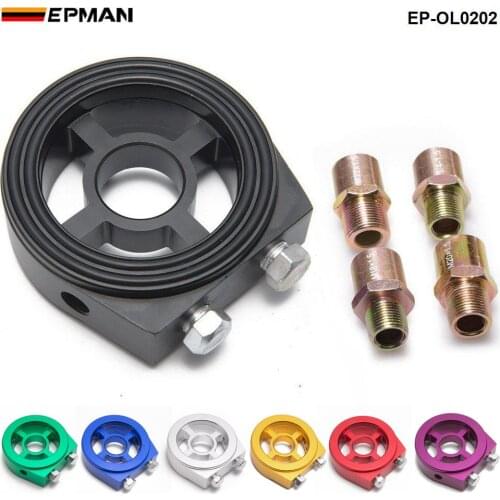 EPMAN Sport Oil Cooler Filter Sandwich Plate Adapter Spin-on Oil Filter And Filter Pad On Engine Block Billet Aluminum EP-OL0202