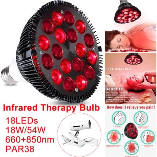 LED Red Light Therapy Lamp Bulb 18/54W Infrared Light 660nm 850nm Therapy Device Skin Health Care Back Shoulder Pain Relief