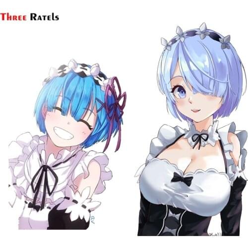 Three Ratels FC711 Rem Re Zero Anime Girl Car Decoration Stickers Notebook Decal