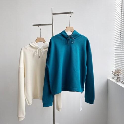 Spring 2021 New Korean Solid Color Oversized Sweatshirt Pullovers Womens Long-sleeved Loose Hooded Jacket Tide Female