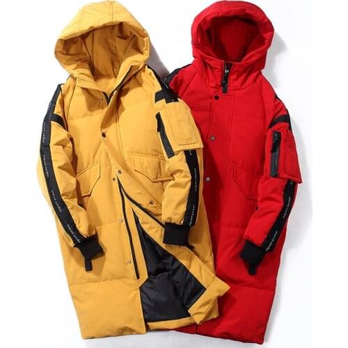 High quality Down Jackets Winter Men Windproof Thick Warm White duck down Hooded Coats Outdoor Camping Hiking Long Windbreaker