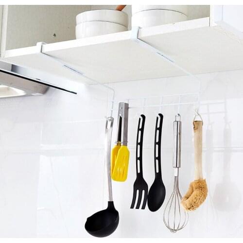 Iron Cabinet Door Back Hanger Kitchen Nail-free Hooks Bathroom Hole-free Seamless Wall Hooks Storage Rack