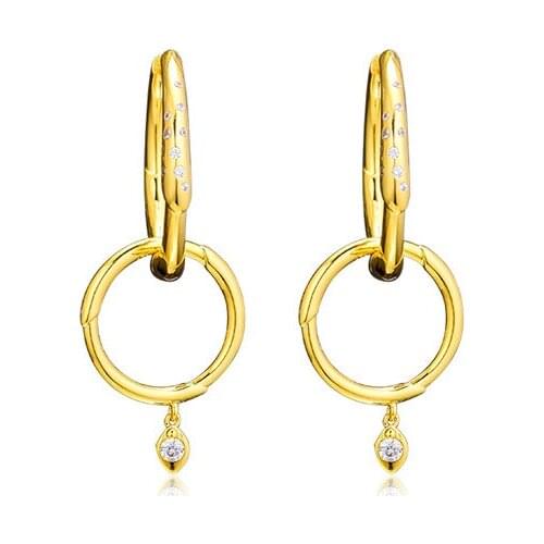 Flower Stem Hoop Earrings for Women Fashion Golden Shine Jewelry Round Shape Women Earrings Silver 925 Jewelry Girls Earrings