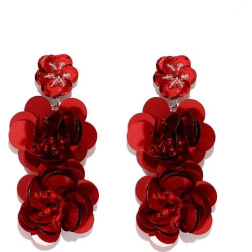 2021 Pendientes Real Earings For Women Fashion Jewelry Exaggerated Flower Sequins Earrings Long Bohemian Boucle Doreille Earring