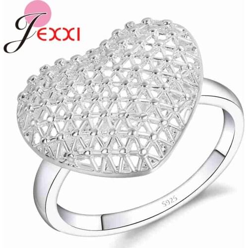 New Fashion 925 Sterling Silver Rings For Women Girls Cute Heart Wedding Ring Gift Engagement Party Accessory
