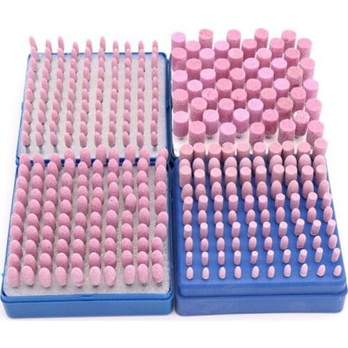 10pcs/lot Pink Cylinder Cone Corundum Grinding Head Polishing Polisher Head Replacement Manicure Nail Drill Bit Tools