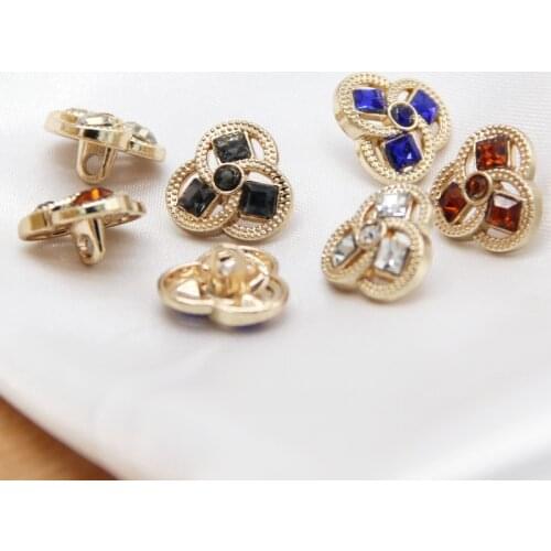 10pcs Gorgeous Rhinestones Metal Women Dress Decorative Buttons For Clothing Shirt Coat Vintage Sewing DIY Accessories Wholesale