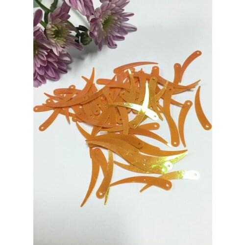 1000pcs Chilli Ivory Shape Sequins 5*32mm PVC Flat Paillette Decoration Ivory Children DIY 1 Hole Orange AB