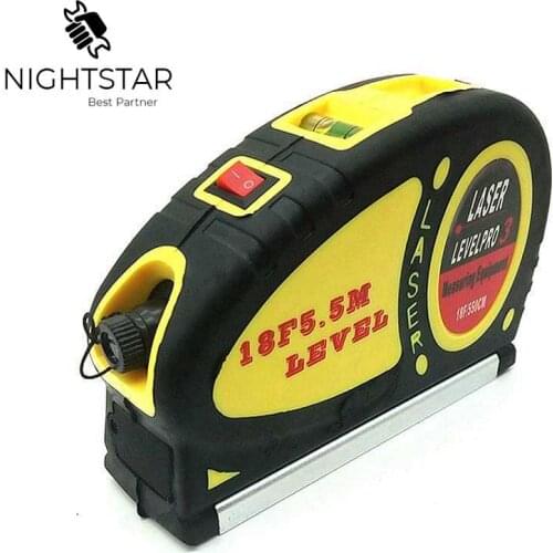 18FT Laser Level Horizon Vertical Measure 5.5m Aligner Standard and Metric Ruler Multipurpose Measure Level Laser