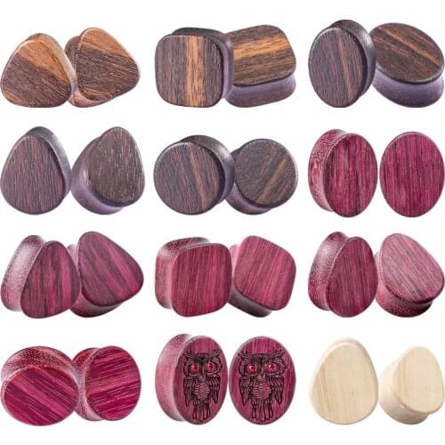 2pcs Wood Flesh Tunnels Double Flared Wooden Ear Expender Stretcher Pincher Ear Plugs Gauges Earrings Punk Body Piercing Jewelry