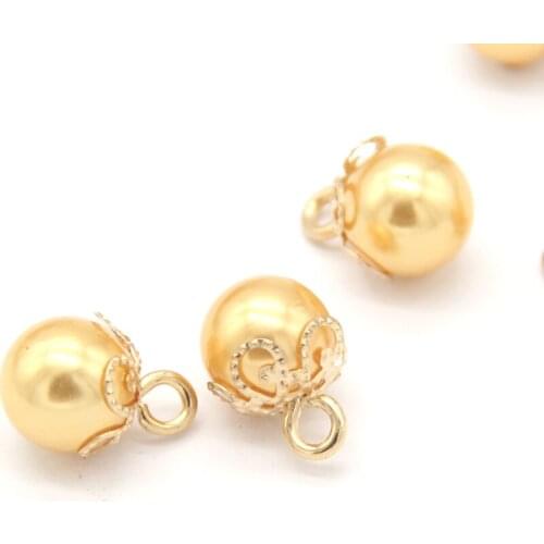 20pcs Yellow Pearl Metal Shank Round Plastic Buttons For Clothes Women Shirt Dress Decorative Handmade DIY Accessories Wholesale
