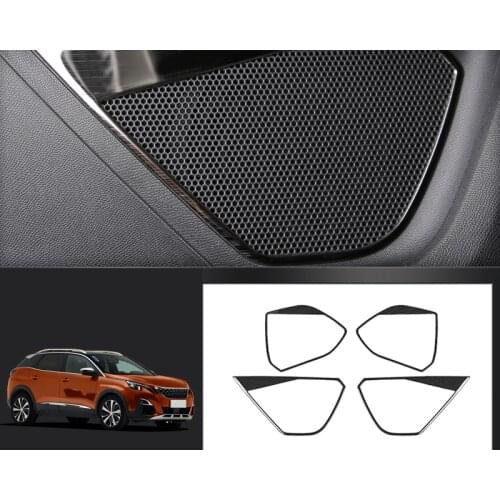 For Peugeot 3008 5008 GT 2017 2018 2019 2020 Stainless Steel Interior Car Door Speaker Cover Trim 4pcs Car Styling accessories