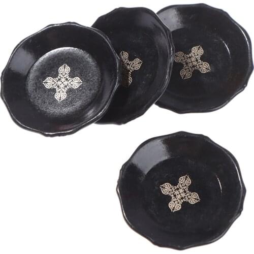 4pcs/set 1/12 Dollhouse Miniature Resin Printing Plate Dishes Dollhouse Mini Play Kitchen Furniture