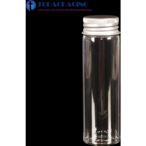 50ML*100 Glass Wishing Bottle Empty Liquid Cosmetic Container Clear Aluminum Screw Cap Sample Perfume Refillable Vial 30*100mm