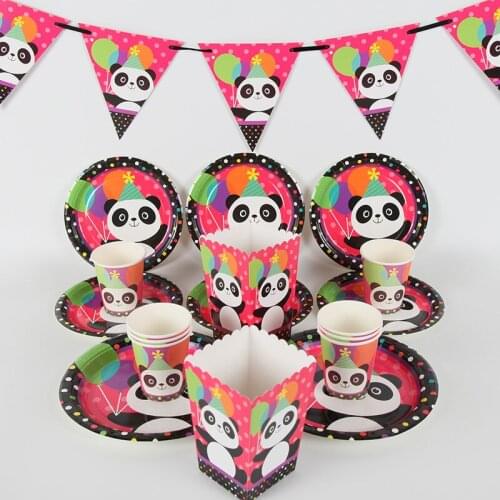 72pcs/lot Panda Theme Disposable Tableware Sets Decoration for Kids Cartoon Birthday Party Decoration The kids Favor Tableware