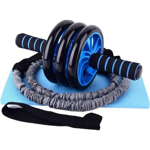 Ab Rollers Sets for Adult Three Wheel Healthy Abdominal Wheel Five Piece Set For Beginners Portable Fitness Equipment