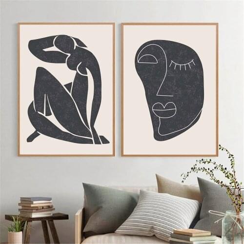 Abstract Lady Body Art Line Drawing Canvas Print Minimalist Face Wall Art Poster Figure Wall Painting Pictures Living Room Decor
