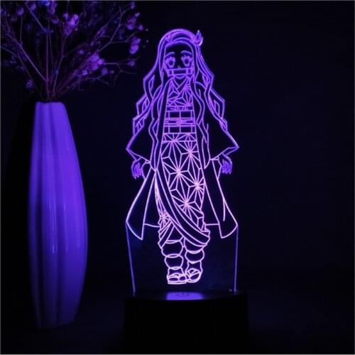 Acrylic Table Lamp Anime Kimetsu No Yaiba Nezuko Kamado Figure Bedroom Decor Led 3D Night Light Demon Slayer Cosplay Gift