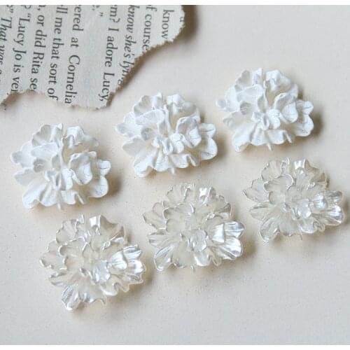 Acrylic Pearl Five Petals Flower Beads For Jewelry Making Bridal Decoration Creamy White Accessories Hot Sale 10pcs/Bag