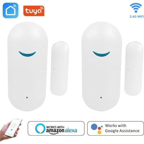 Tuya Smart WiFi Door Sensor Door Open / Closed Detectors Wifi App Notification Home Alarm Compatible With Alexa Google Home Tuya