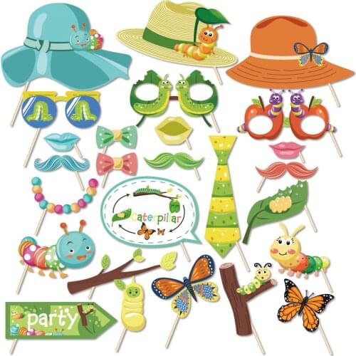 Babuy Shower Caterpillar Evolution Butterfly DIY Party Photobooth Props Kids Happy Birthday Party Photobooth Party Decoration