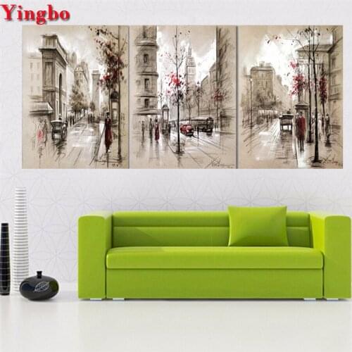 Diy diamond painting full drill square round Abstract City Street 3pcs set diamond embroidery Handmade mosaic picture 5d icons