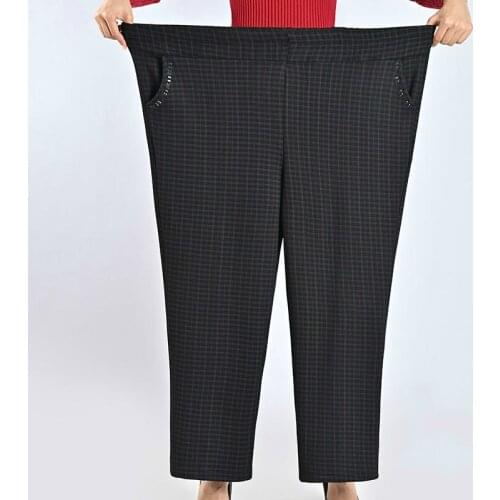 Middle Aged Women 2020 New Fashion High Waist Woman Long Pants Vintage Print Plus Size 7XL 8XL Trousers Black Pantalon Mujer