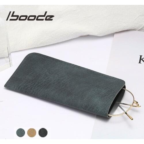 Iboode Soft Leather Reading Glasses Bag Case Waterproof Solid Sun Glasses Pouch Simple Eyewear Storage Bags Eyewear Accessories
