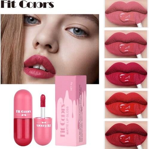 Capsule Jelly Lip Gloss Lips Plumper Repairing Reduce Lip Fine Lines Long Lasting Lip Gloss Matte Velvet Non Stick Cup Lipstick