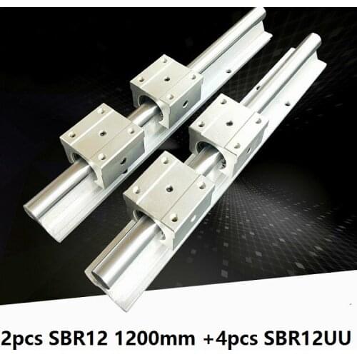 2pcs SBR12 1200mm support rail linear guide + 4pcs SBR12UU linear bearing blocks CNC router parts