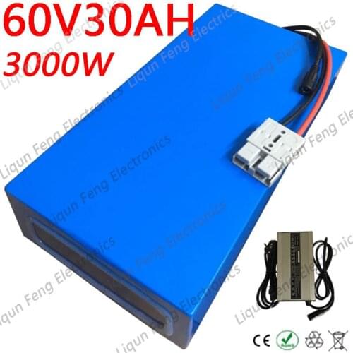 60V Battery Pack 60V 20AH 25AH 30AH Electric Bicycle Lithium ion Battery For 60V 1000W 2000W 3000W Electric Bike Motor Duty Free