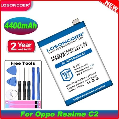 LOSONCOER 4400mAh BLP721 Battery For Oppo Realme C2 Mobile Phone Batteries