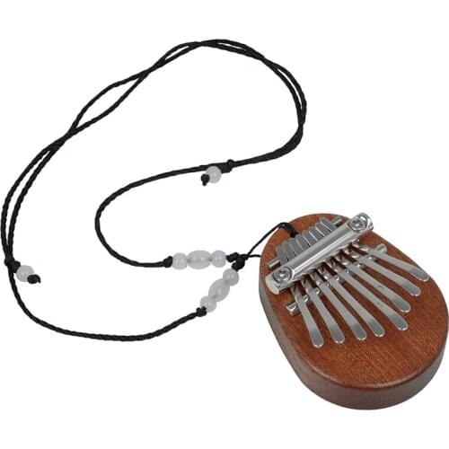 HK.LADE Mini Kalimba Thumb Piano, Solid Wood 8 Keys Finger Piano, Portable Marimba Musical Thumb Piano with Lanyard