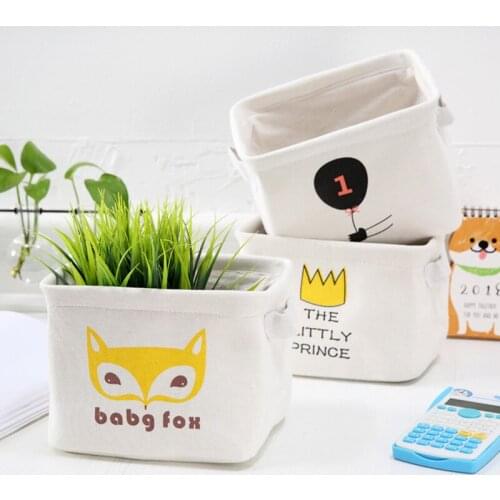 Mini Foldable Storage Baskets Creative Canvas Desktop Flower Gift Basket Kitchen Sundry Organizer Toy Basket for Kids Room