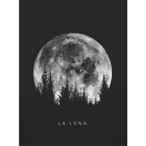 Minimalist Full Moon Black Moon Phases Solar System Canvas Painting Posters and Prints Wall Art for Living Room Home Decor