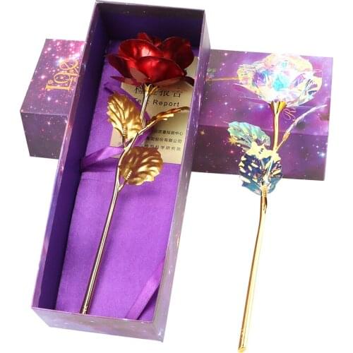 Multi Colors Wedding Decoration Rose 24K Foil Plated Rose Lasts Forever Love Valentines Day Creative Gift Gold Rose