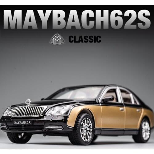 1:24 Classic Maybach 62 Alloy Model Car Sound And Light Pull Back Simulation Car Decoration Boy Gift Large Toy Car Collection