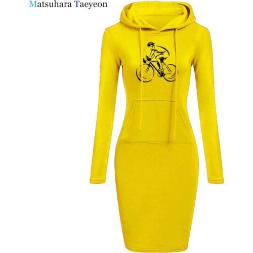 Fashion Solid Long Sleeve Dresses Womens Cyclist Bicycle Cycle Sporter Transport Hobby Biker Cycler Women Dress ringer