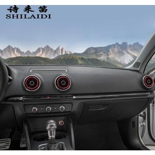 For Audi A3 8V S3 Center Console Dashboard Stickers Strips Carbon fiber Car Door Decoration Cover Trim Auto Interior Accessories