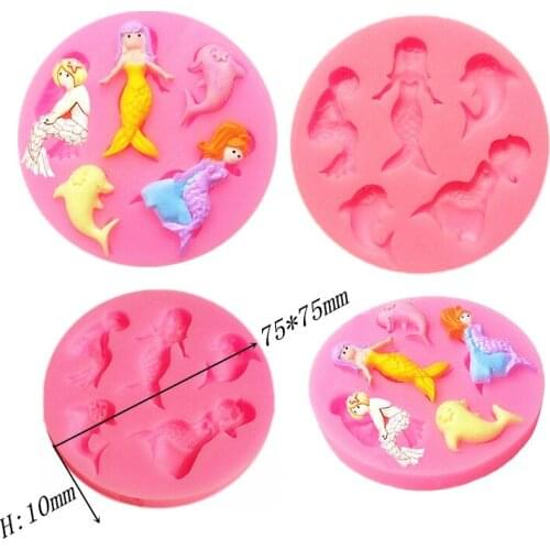 Wholesale Silicone mold K391 Mini Mermaid shape Decoration clay mold Fondant cake mould