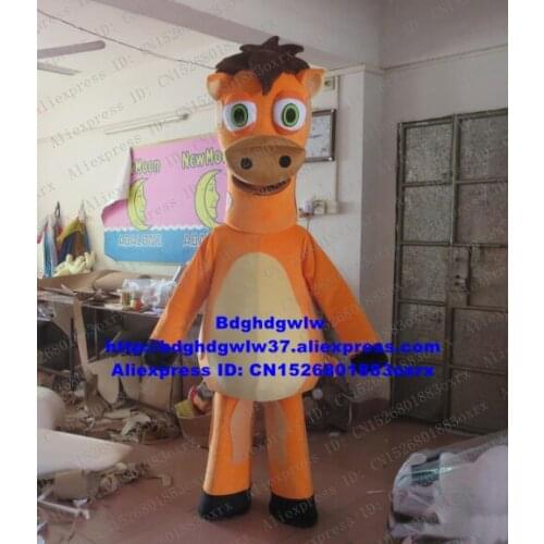 Orange-yellow Steed Courser Horse Pony Mule Hinny Mascot Costume Cartoon Character Take Group Photo Annual Celebration zx1203