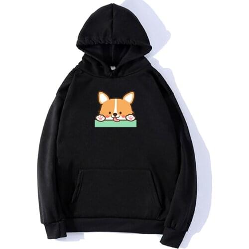 Autumn Kawaii Hoodies Corgi Dog Women Sweatshirt Funny Animal Printed Cartoon Oversize Pullovers Female Streetwear Poleron Mujer