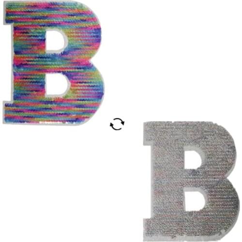 Sequins Letters Patch B Reversible Change Color AB Patches For Clothing Ins Fashion Strange Things Stcikers Home Decor Diy Gifts