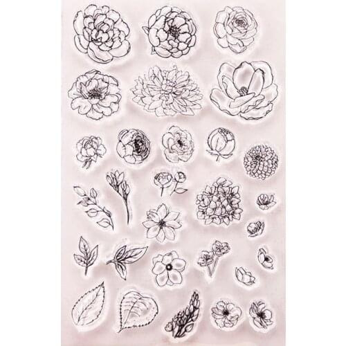 WYSE Clear Stamps Rose Flower Leaves Transparent Silicone Stamp for DIY Scrapbooking Wedding Valentine invitations Paper Card